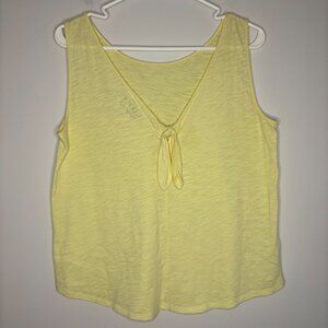 LOFT VINTAGE SOFT Tank Top S Women Sleeveless Yellow Back V-Neck Tie